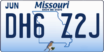 MO license plate DH6Z2J