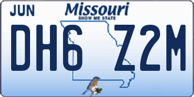 MO license plate DH6Z2M