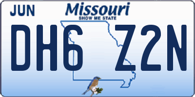 MO license plate DH6Z2N