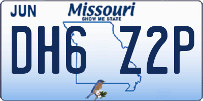 MO license plate DH6Z2P