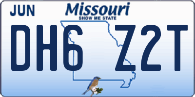 MO license plate DH6Z2T