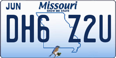 MO license plate DH6Z2U