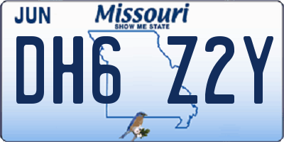 MO license plate DH6Z2Y
