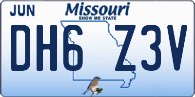 MO license plate DH6Z3V