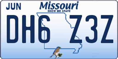 MO license plate DH6Z3Z