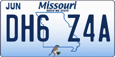 MO license plate DH6Z4A