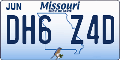 MO license plate DH6Z4D