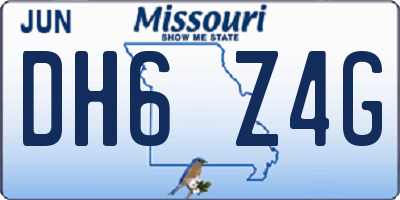 MO license plate DH6Z4G