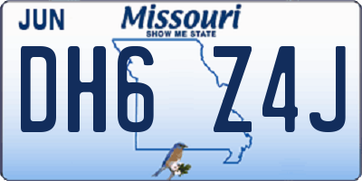 MO license plate DH6Z4J