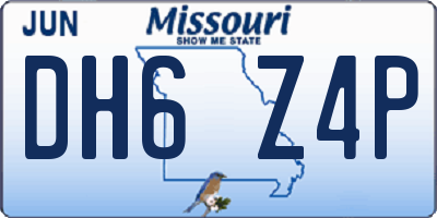 MO license plate DH6Z4P