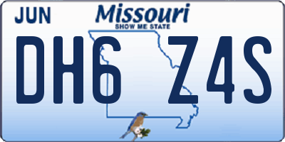 MO license plate DH6Z4S