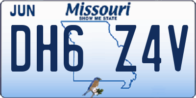 MO license plate DH6Z4V