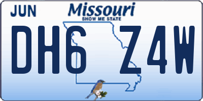 MO license plate DH6Z4W