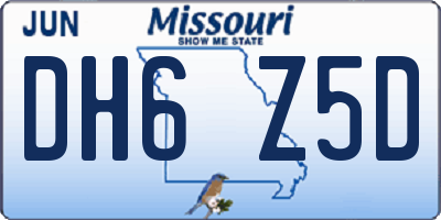 MO license plate DH6Z5D