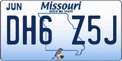 MO license plate DH6Z5J