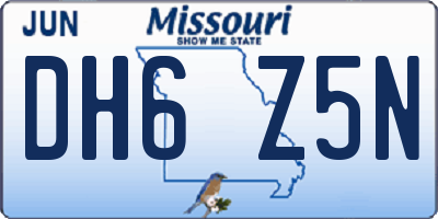 MO license plate DH6Z5N