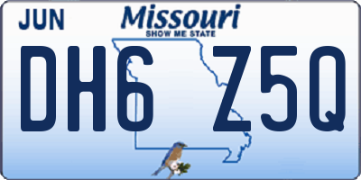 MO license plate DH6Z5Q