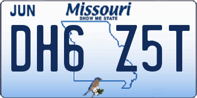 MO license plate DH6Z5T