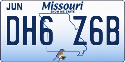 MO license plate DH6Z6B