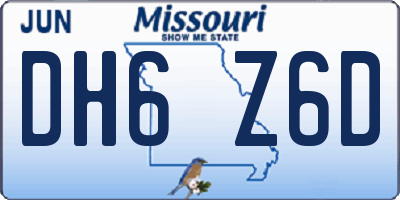 MO license plate DH6Z6D