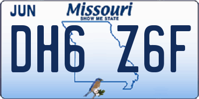 MO license plate DH6Z6F