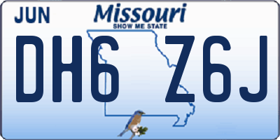 MO license plate DH6Z6J