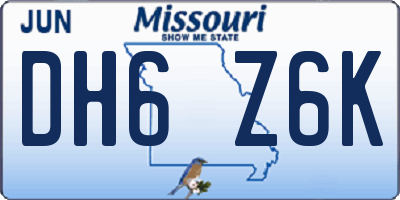 MO license plate DH6Z6K