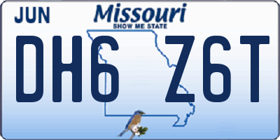 MO license plate DH6Z6T