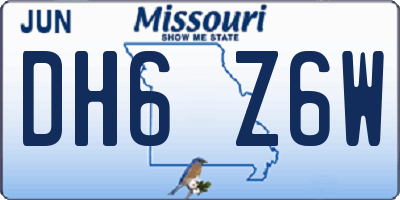 MO license plate DH6Z6W