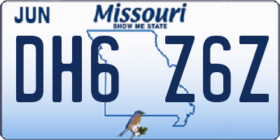 MO license plate DH6Z6Z