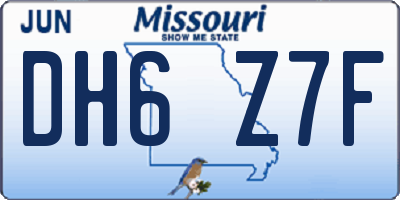 MO license plate DH6Z7F