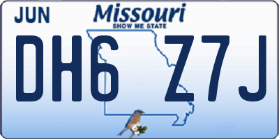 MO license plate DH6Z7J