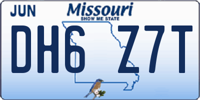 MO license plate DH6Z7T