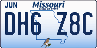 MO license plate DH6Z8C