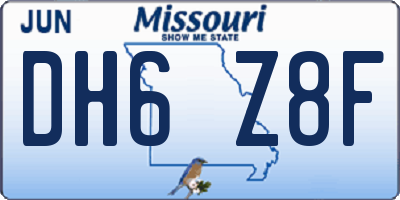 MO license plate DH6Z8F