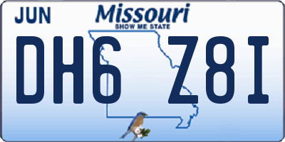 MO license plate DH6Z8I