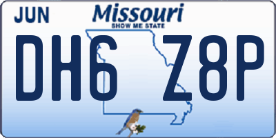 MO license plate DH6Z8P