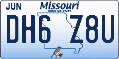 MO license plate DH6Z8U