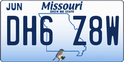 MO license plate DH6Z8W