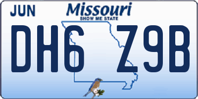 MO license plate DH6Z9B