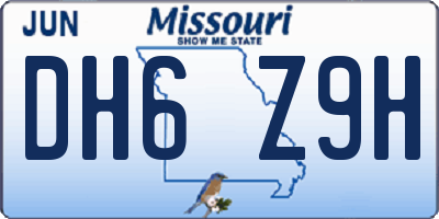 MO license plate DH6Z9H