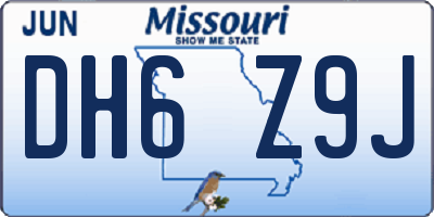 MO license plate DH6Z9J