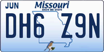 MO license plate DH6Z9N