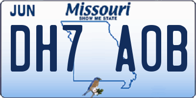 MO license plate DH7A0B
