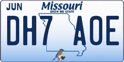 MO license plate DH7A0E