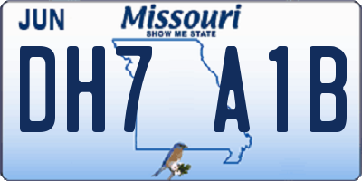 MO license plate DH7A1B