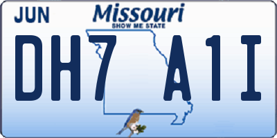 MO license plate DH7A1I