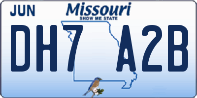 MO license plate DH7A2B