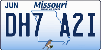 MO license plate DH7A2I