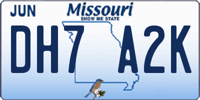 MO license plate DH7A2K